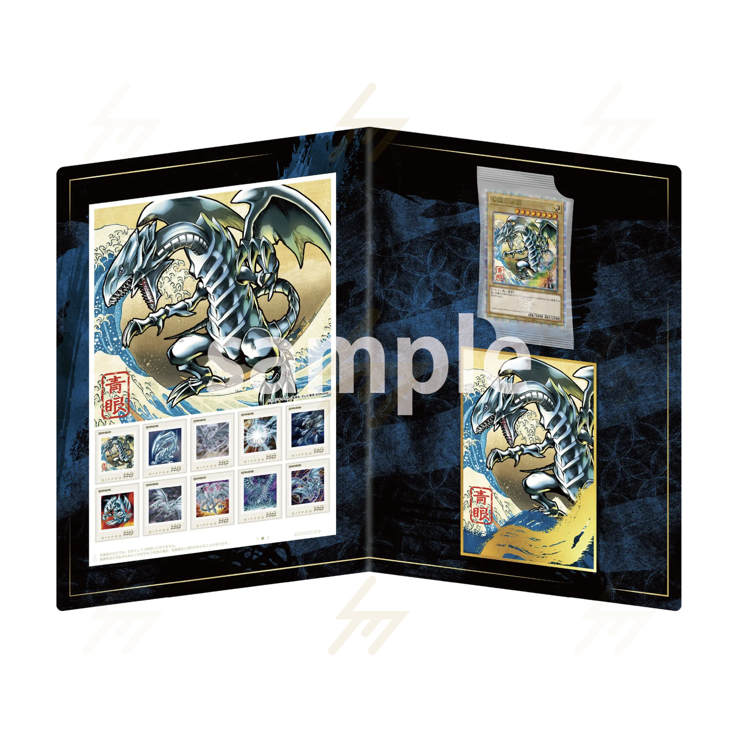 Yu-Gi-Oh! Trading Card Game 25th Anniversary “Blue-Eyes White Dragon” Ukiyo-e Style Limited OCG Card & Framed Stamp Set